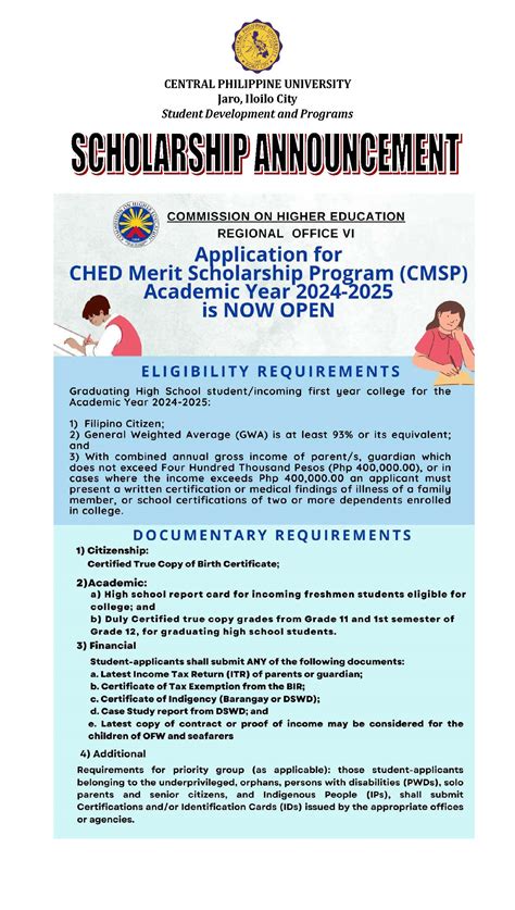 chedcaragastufaps@ched.gov.ph|Applications for the CHED Merit Scholarship Program .